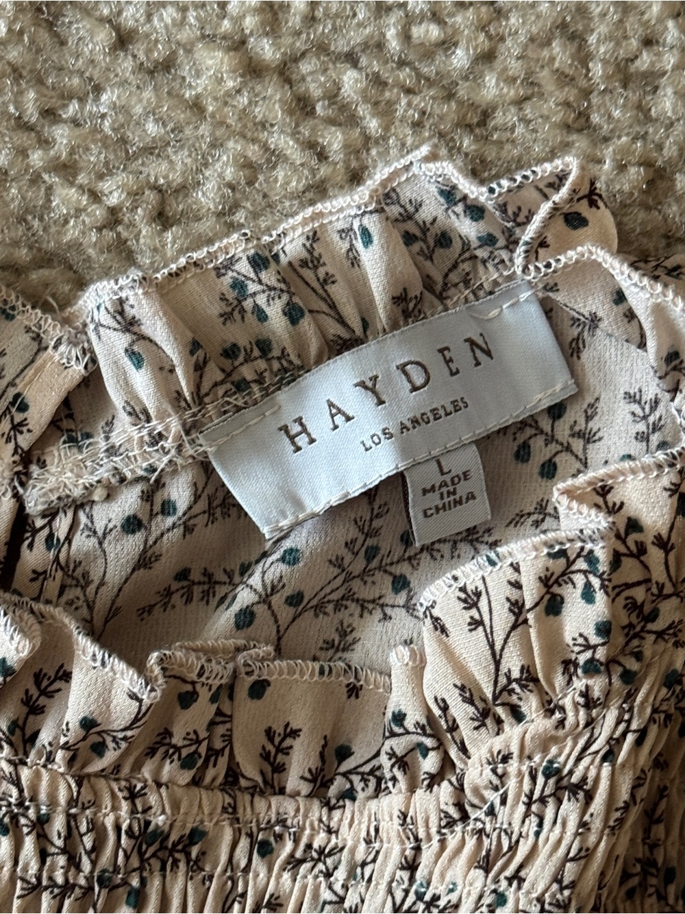 Hayden Cream Dress with Forest Green Floral Print - Picture 4 of 5